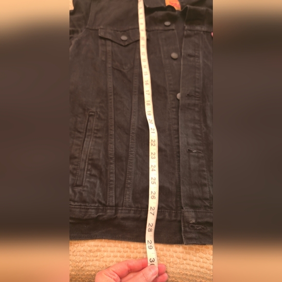 Levi's Denim Trucker Jacket Black Men Size Xxl Red Tab Stretch Cotton - Picture 12 of 16